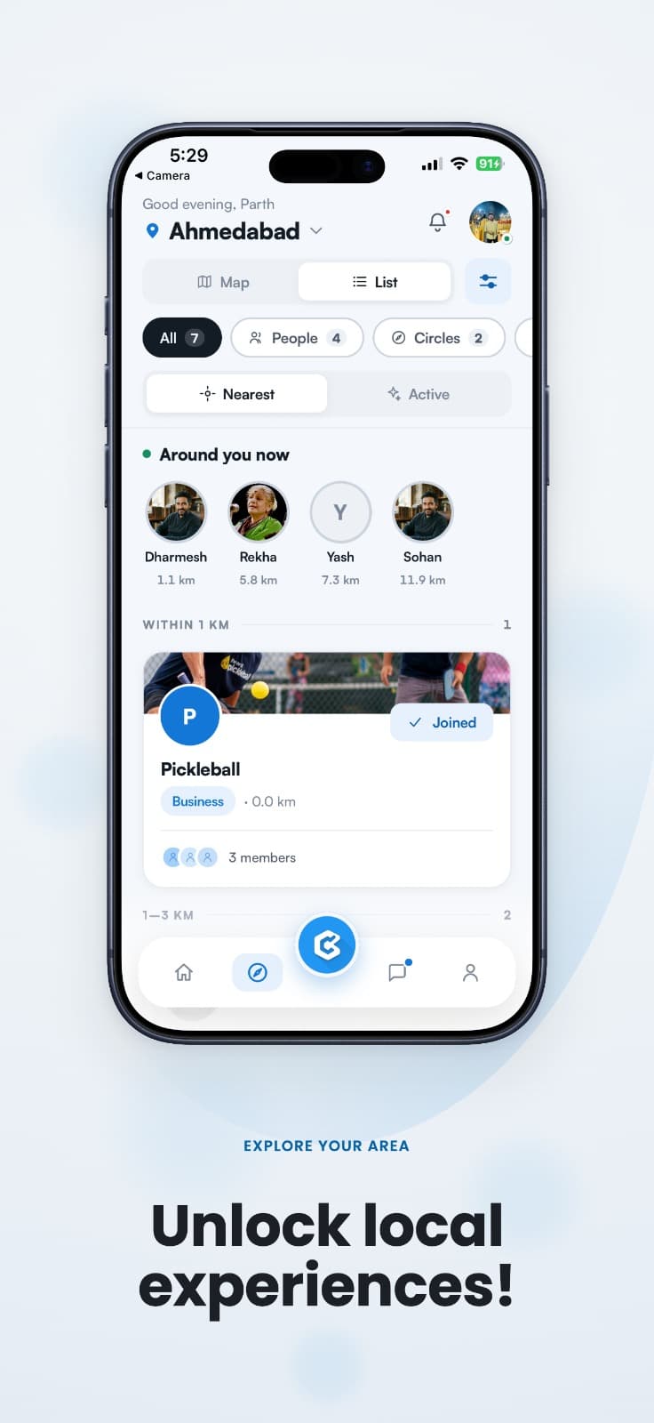 The Circlio app's home screen