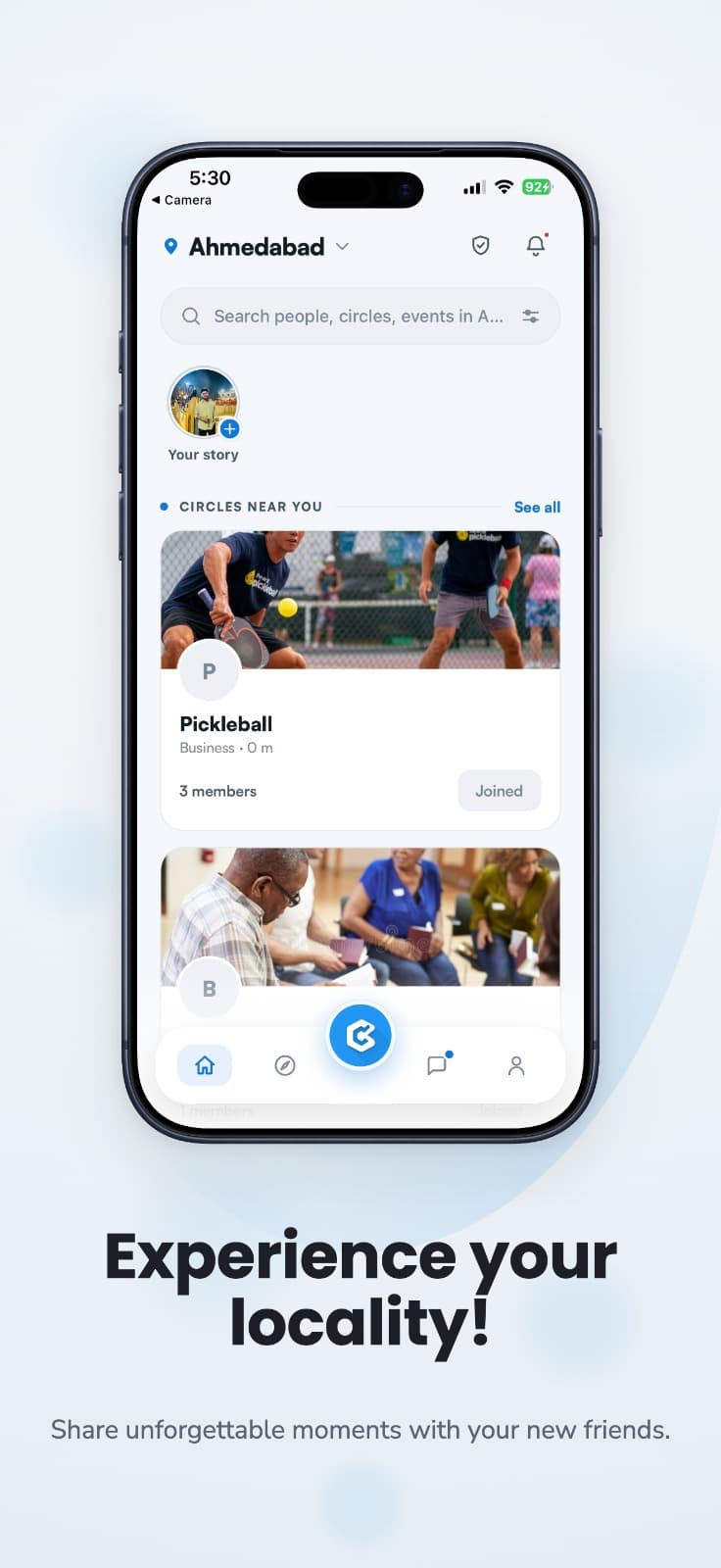 The Circlio app's home screen